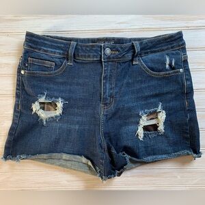 Judy Blue Women's Ripped Jean Shorts - Dark Blue